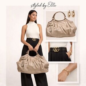 GUCCI Sukey Tote Interlocking G Hobo Bag, Rose Metallic